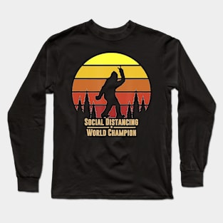 Social Distancing World Champion Bigfoot Yeti Sunset Long Sleeve T-Shirt